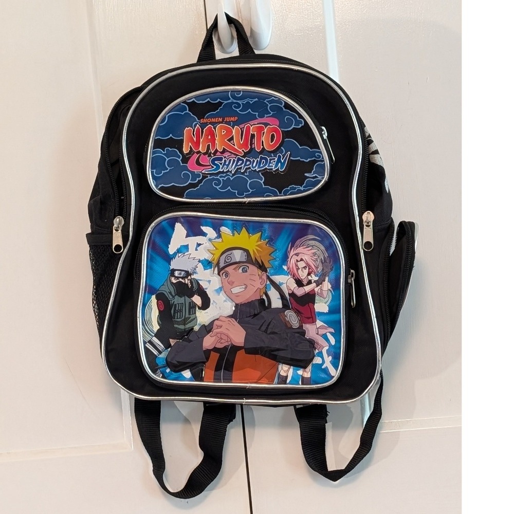 Naruto Shippuden Backpack Anime Kakashi Sakura Kids School Bag Shonen Jump Black